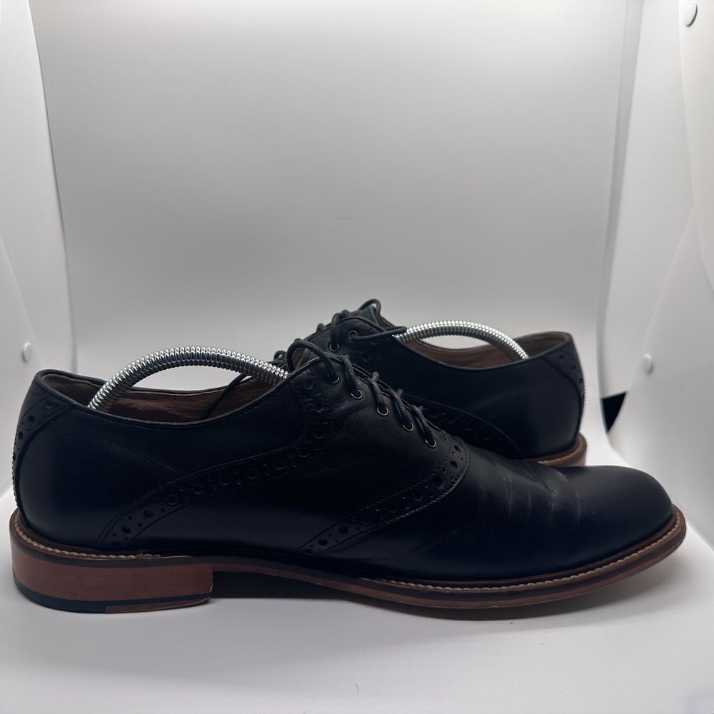 Aston Grey Collection Mens Tokyo Black Leather Oxford shoes Size 12 Pre Owned - Picture 12 of 13